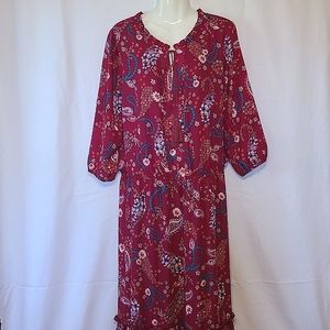 Burgundy Floral & Paisley Dress, Boutique, 2X